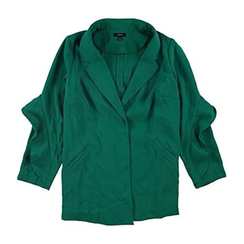 Alfani Womens Flounce Sleeve Jacket, Green, 2X